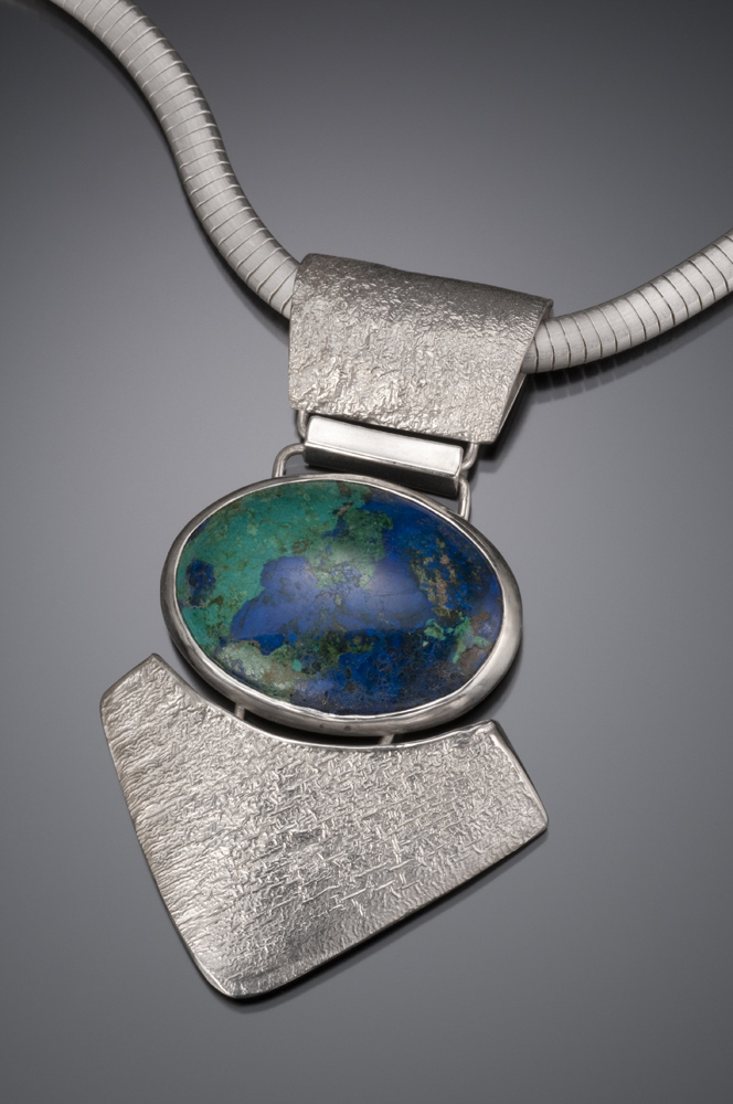 Hollow Form Pendant with Azurite